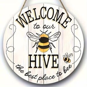 Welcome to Our Hive Wall Decor - Yellow and Black, NEW